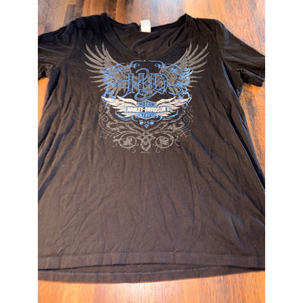 Harley-Davidson Womens Black V-Neck Graphic T-Shirt Legacy Effingham IL XL
